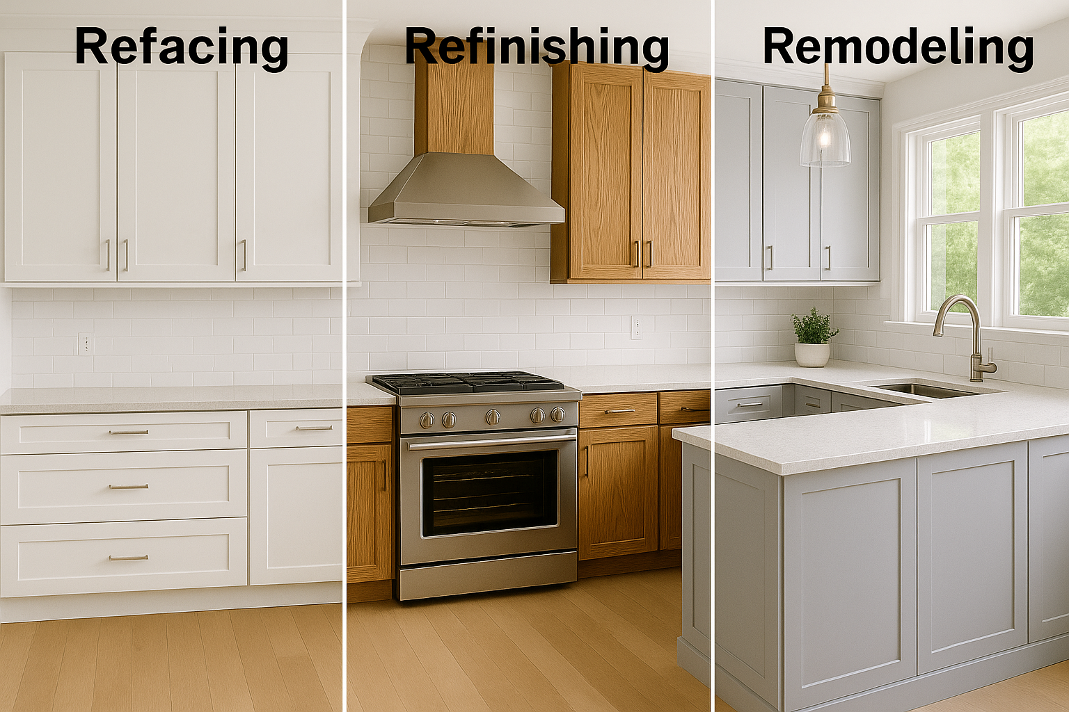 kitchen cabinet refacing vs refinishing vs remodeling Chicago